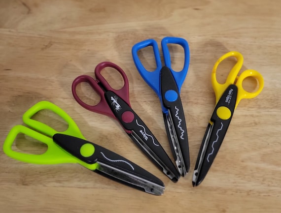 Set of 4 Decorative Scissors, Each Cuts a Different Design, Scrapbook Craft  Scissors 