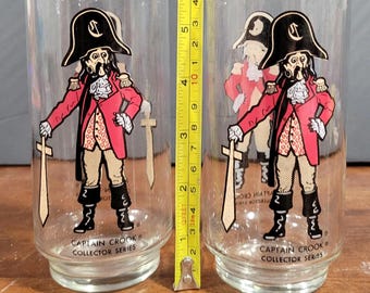 Vintage 1977 Captain Crook Mcdonalds Collector Glasses, Set of 2