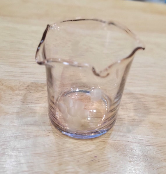 5 Spout Shot Glass Etched With Grape Bunch Cup, Depression Glass