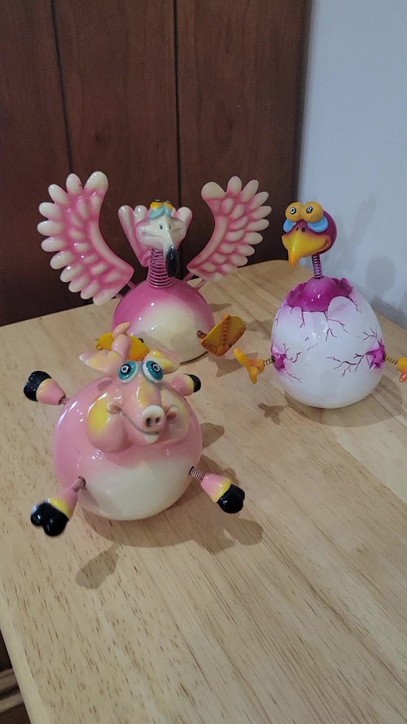 Exhart Geeky Gigglers Wobbler: Piggy or Flamingo - Your Choice - Etsy