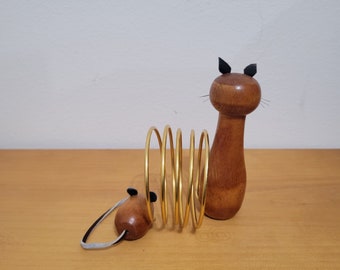 Vintage Mid Century Teak Cat Letter Holder, Japan Kitten Kitsch - Etsy
