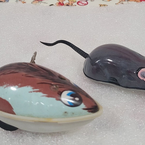 Vintage Tin Toy Mice Wind Up and Friction Circa 1960s Vintage Metal Toys