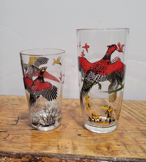 Vintage Hazel Atlas Pheasant Hunting Glasses, Set of Two - Etsy