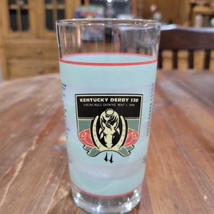 Vintage Kentucky Derby Churchill Downs Mint Julep Drinking Glass from 2004 Lists all the Winners