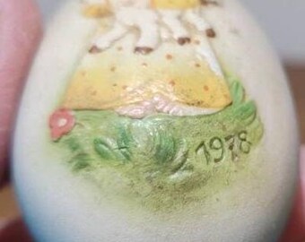 ヴィンテージ イタリア製 イースターエッグ、子羊を抱く少女
