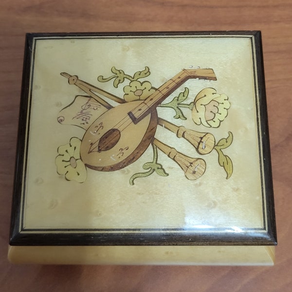 Vintage Romance Swiss Music Box Burl Wood Sorrento Italy Inlay by Alice Turlinzer, LTD.