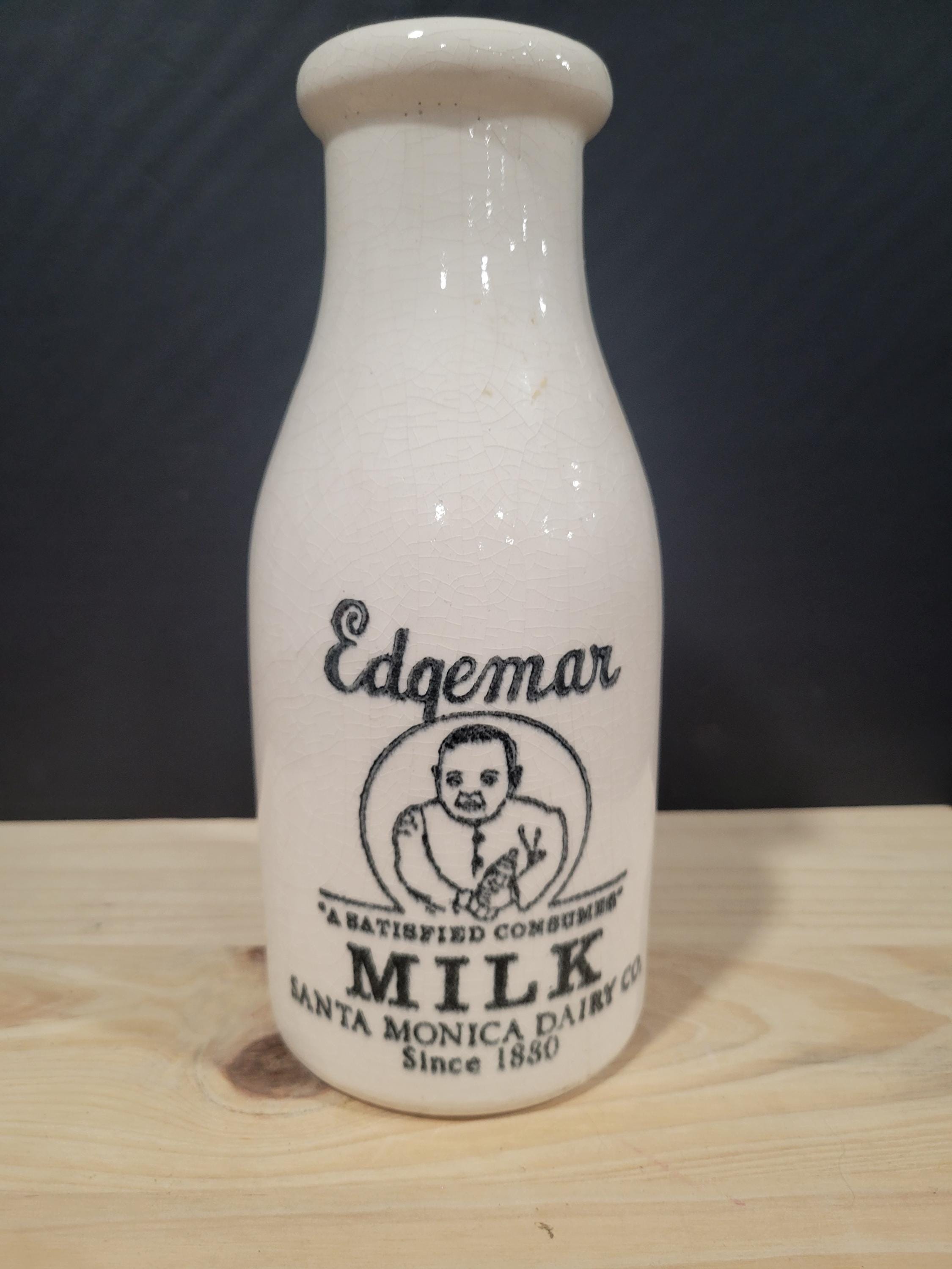 Vintage Ceramic Edgemar Milk Jug Santa Monica Dairy Co Since