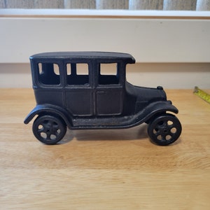 Vintage Black Cast Iron Car Heavy Metsl Toy