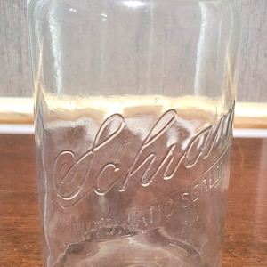 Antique Schram St. Louis Automatic Sealer B 6 3/4&quot; Tall Embossed Glass Canning Jar