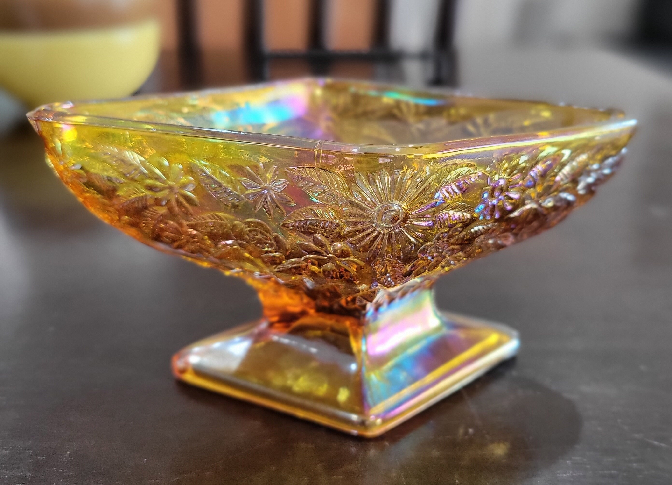 Vintage Iridescent Marigold Carnival Glass Depression Etsy