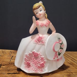 Figurina da interno vintage Lefton, raffigurante una giovane ragazza in costume, Giappone, anni &#39;50