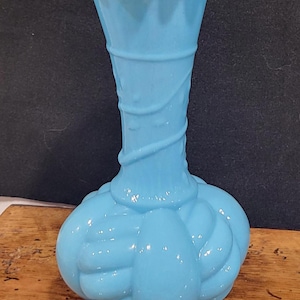 Antique Art Nouveau Victorian Blue Opaline Glass Vase Portieux Vallerysthal Circa 1870