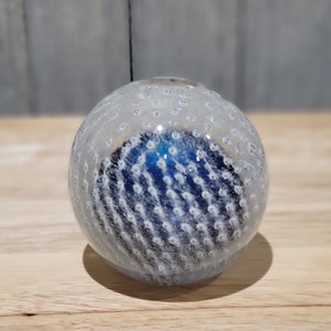 Vintage Controlled Bubble Cobalt Blue To White To Clear Glass Paperweight