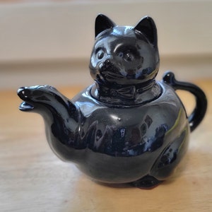 Vintage Black Cat Ceramic Teapot Redware Shafford Pottery 1950's Vintage Made in Japan Kitty Cat Tea Pot Cat Lady Gift Idea