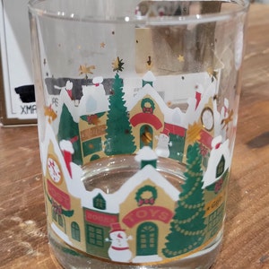 Vintage Set of Four (4) Culver Christmas Village Low Ball Glasses (New Vintage Stock) Xmas Village 227 ...