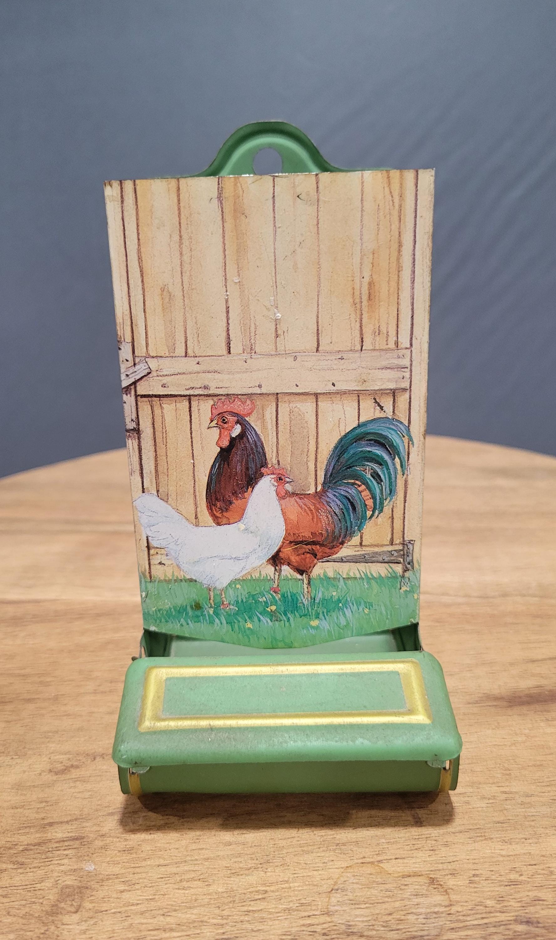 Vintage Jasco Metal Matchbox Holder Wall Pocket With Rooster and
