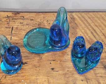 Large Vintage Leo Ward 1994 Terra Studios Glass Blue Bird of