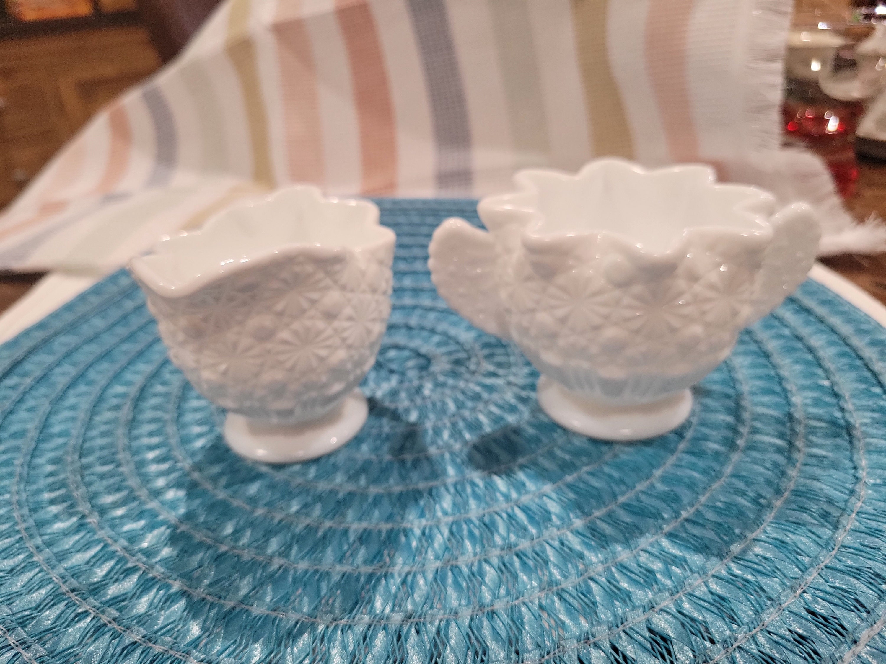 フェントンミルクガラスバスケットdaisy & button pattern フェントンミルクガラスバスケットdaisy & button pattern