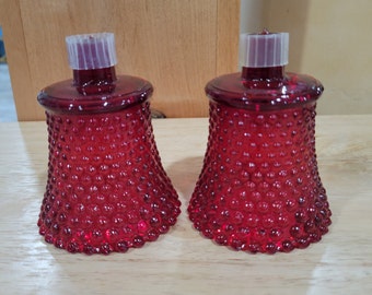 Beautiful Red Peg Votive Candle Cups, Hobnail Design Christmas Colors