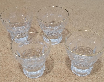 Vintage Art Deco Gold Rim Shot Glasses, German Ruhrglas, Set of 4