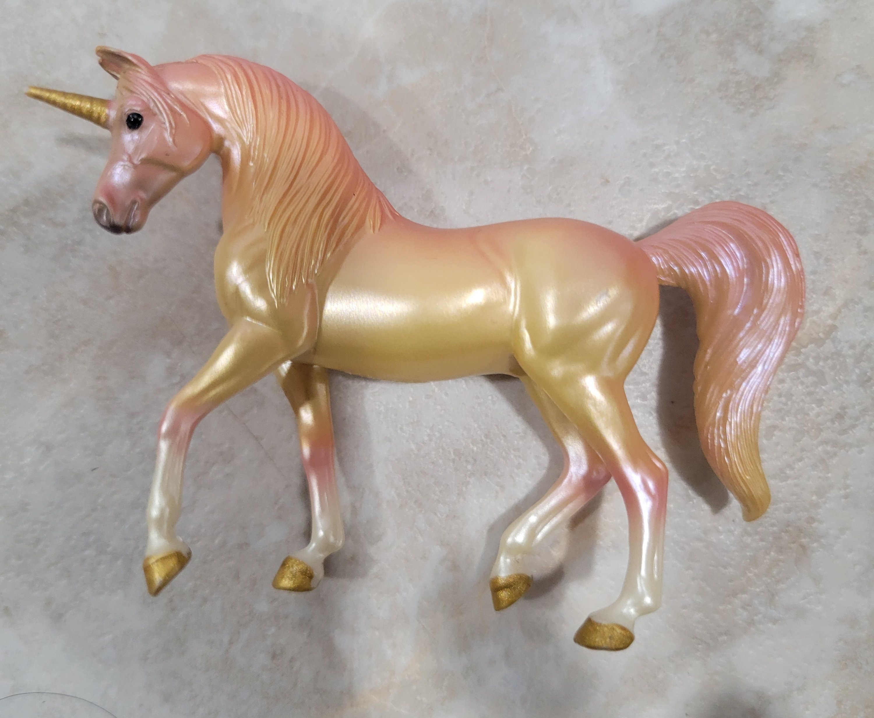 Set of Three Breyer Horse Figurines Peachy Arabian Stablemate  Unicorn Foal Rearing Rainbow Buckskin Lusitano Andalusian Mare Foal