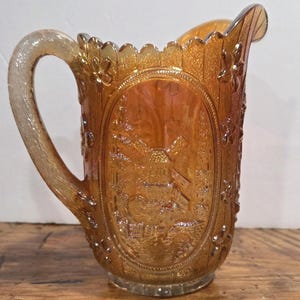 Carnival Glass Windmill Pitcher - Etsy
