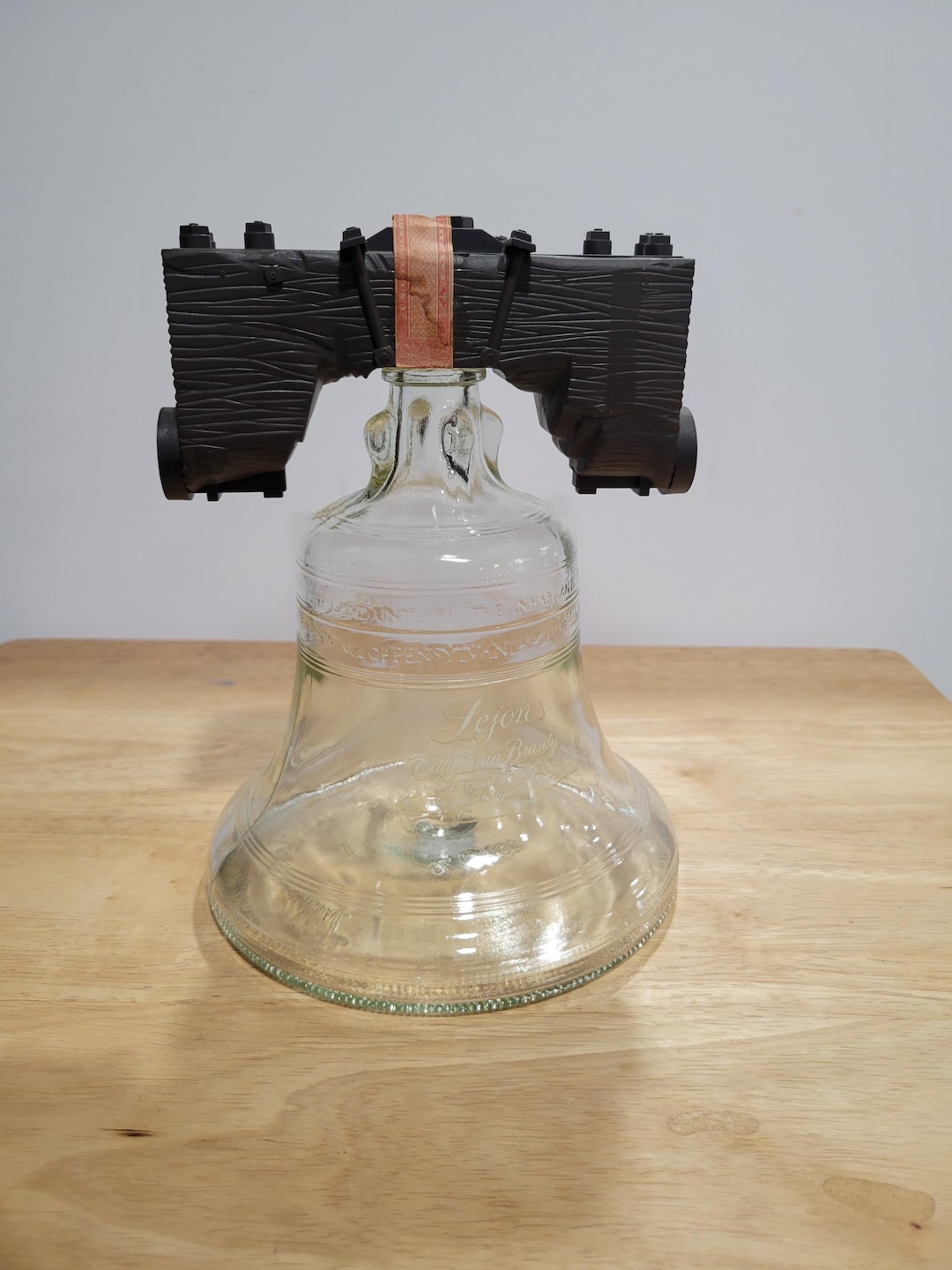 Vintage Lejon Brandy Glass Liberty Bell Decanter USA Bicentennial