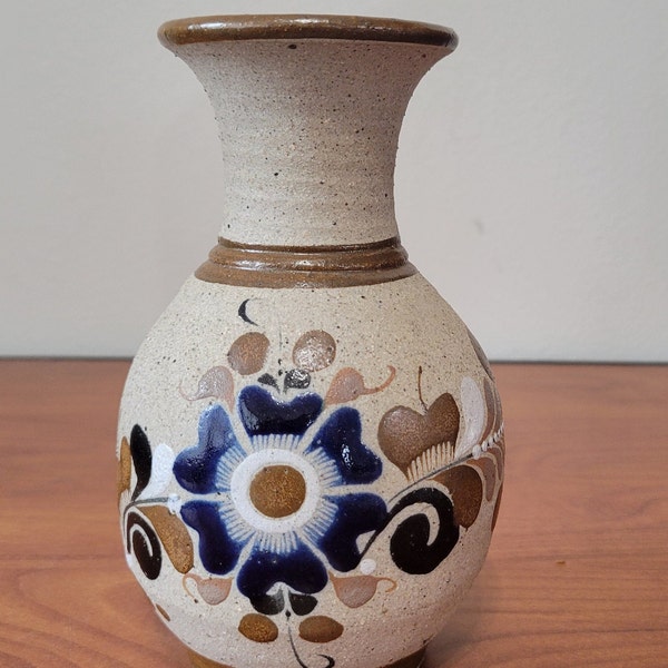 Beautiful Mexican Pottery Vase, Large Floral Design, Signed on Bottom and Bouquet Vase Rustic Mexican Folk Art Hand Painted