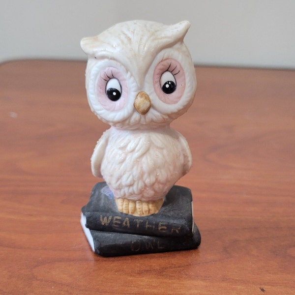 Vintage Ceramic GOOGLY EYED Owl Figurine Weather Forecaster in great vintage condition!  Wise Old Owl!