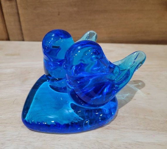 ガラスの青い鳥2羽のペアbluebird of hapiness