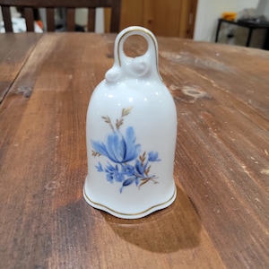 Vintage Hutschenreuther German Porcelain Bell by The Danbury Mint, Blue Flowers