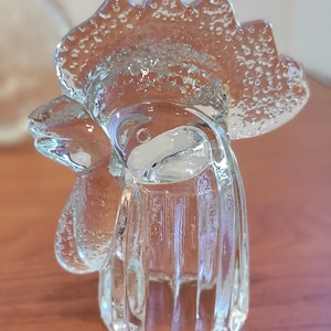 Vintage Rooster Figural Decanter Realistic Clear Glass Carafe Unusual Bottle With Removable Head