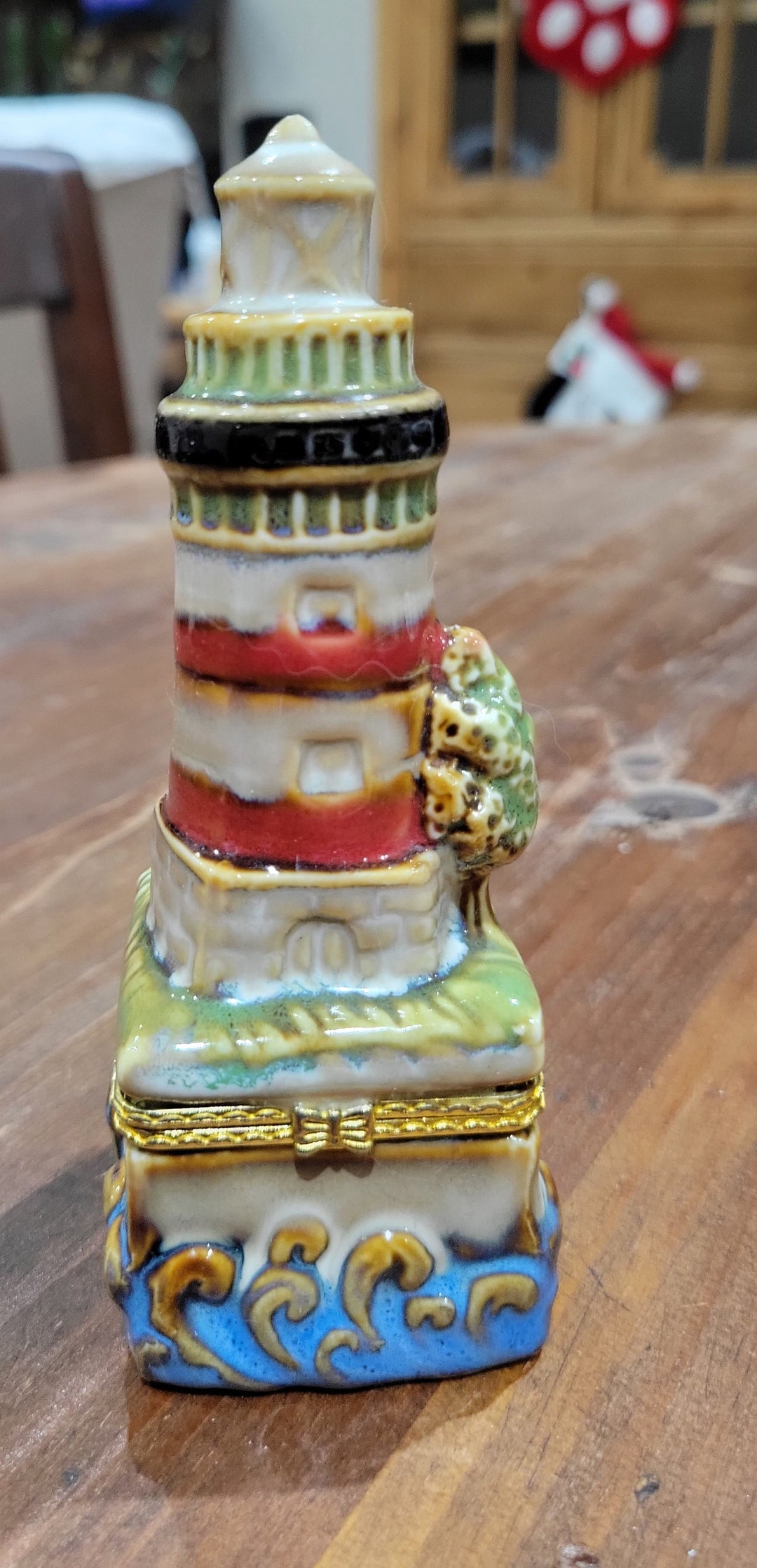 Vintage Ceramic Lighthouse Trinket Box Porcelain Lighthouse Etsy
