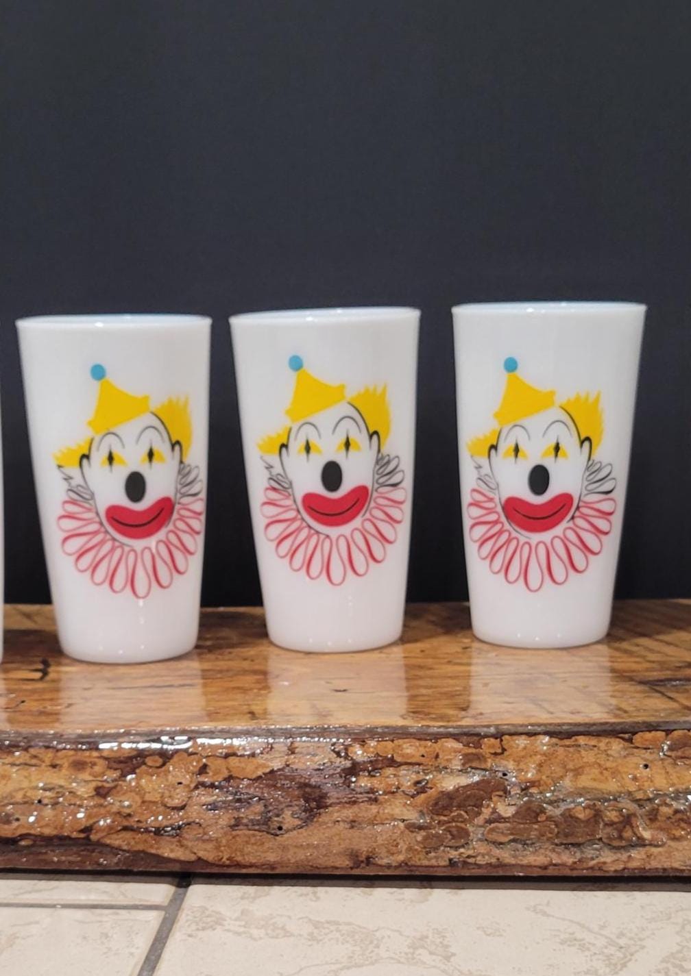 Vintage Hazel Atlas Clown Milk Glass Tumblers, Set of 3 - Etsy