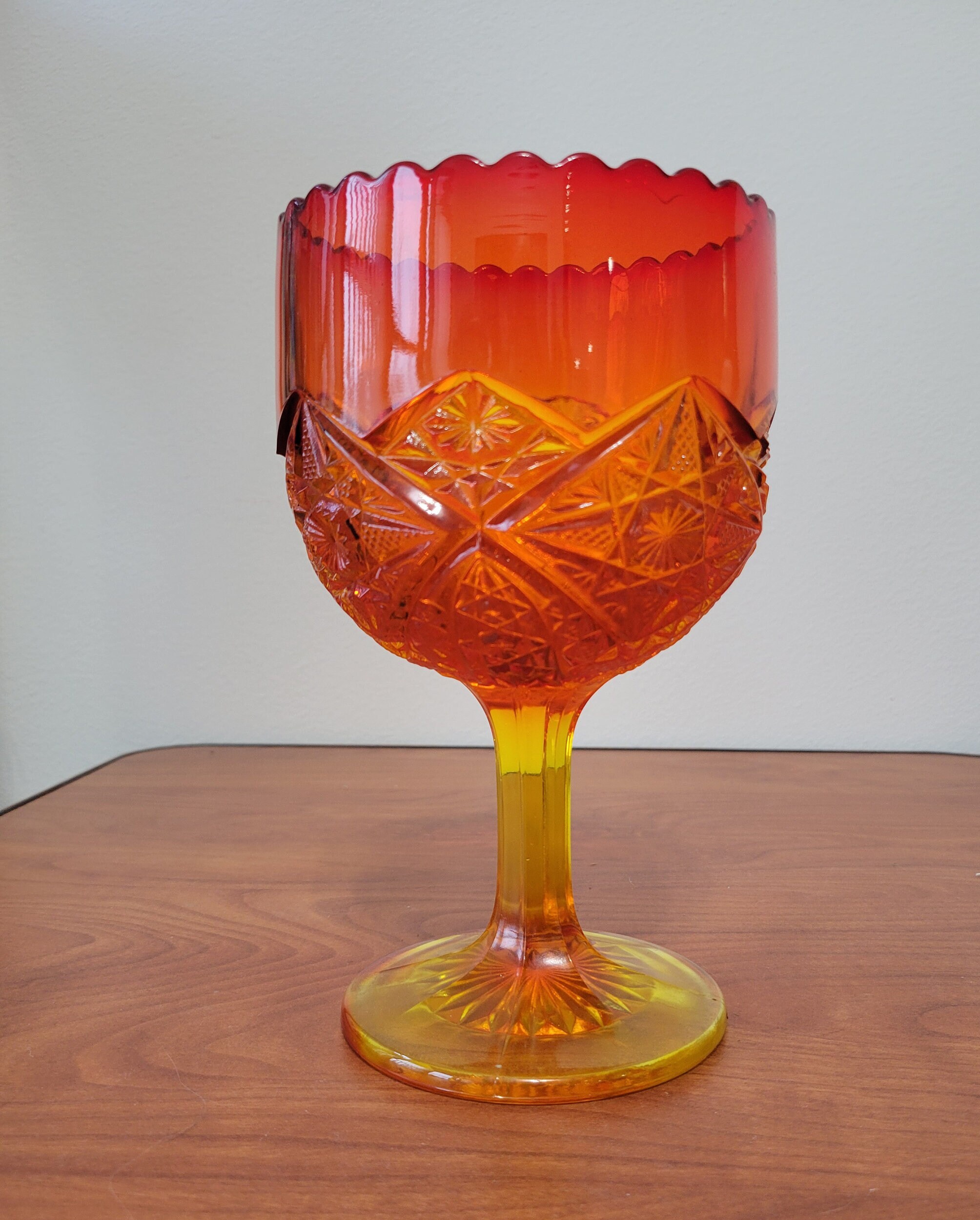 Vintage Amberina Viking Chalice, Uranium Glass Candy Dish - Etsy