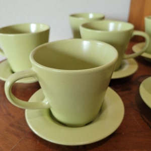 Ikea Stoneware Set 6 Pia Eldin Lindsten Dinera Coffee Cups and Saucers Spring Green