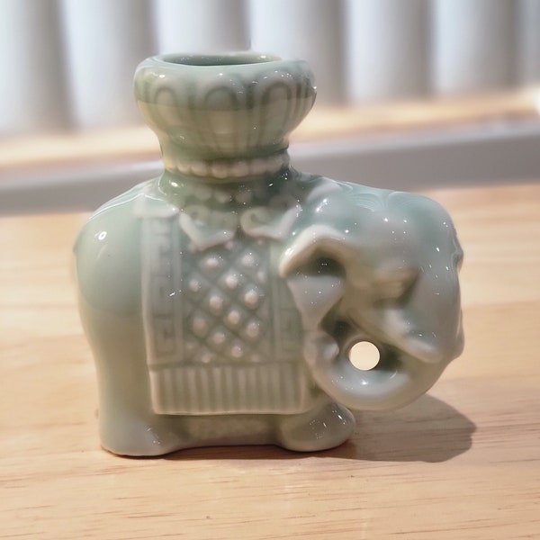 Vintage Green Elephant Vase Etsy