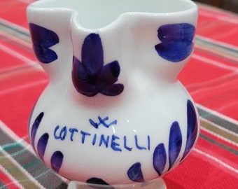 Vintage Italian Creamer Jug Pitcher "Cottinelli" Ceramic Blue and White