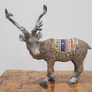 Large Christmas Alpine Reindeer, Santa&#39;s Reindeer Christmas Figurine Large Reindeer Statue Very Well Made 8 inches Tall