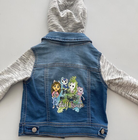 Gabby's Dollhouse Jean Jacket W/ Cat Face Hoodie Etsy UK