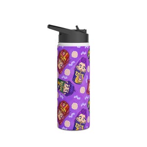 Gourde en acier inoxydable violette K pop, couvercle standard
