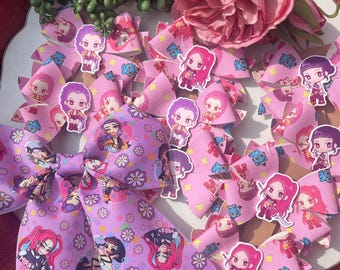 Kawaii Bow clip - Faux leather an ribbon bow