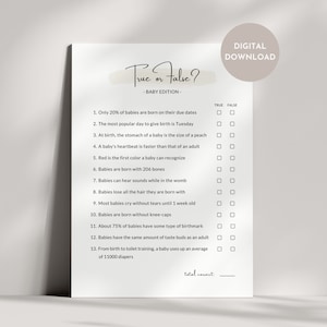 True or False Baby Shower Game, True or False Game, Oh Baby, Baby Party Game, Printable