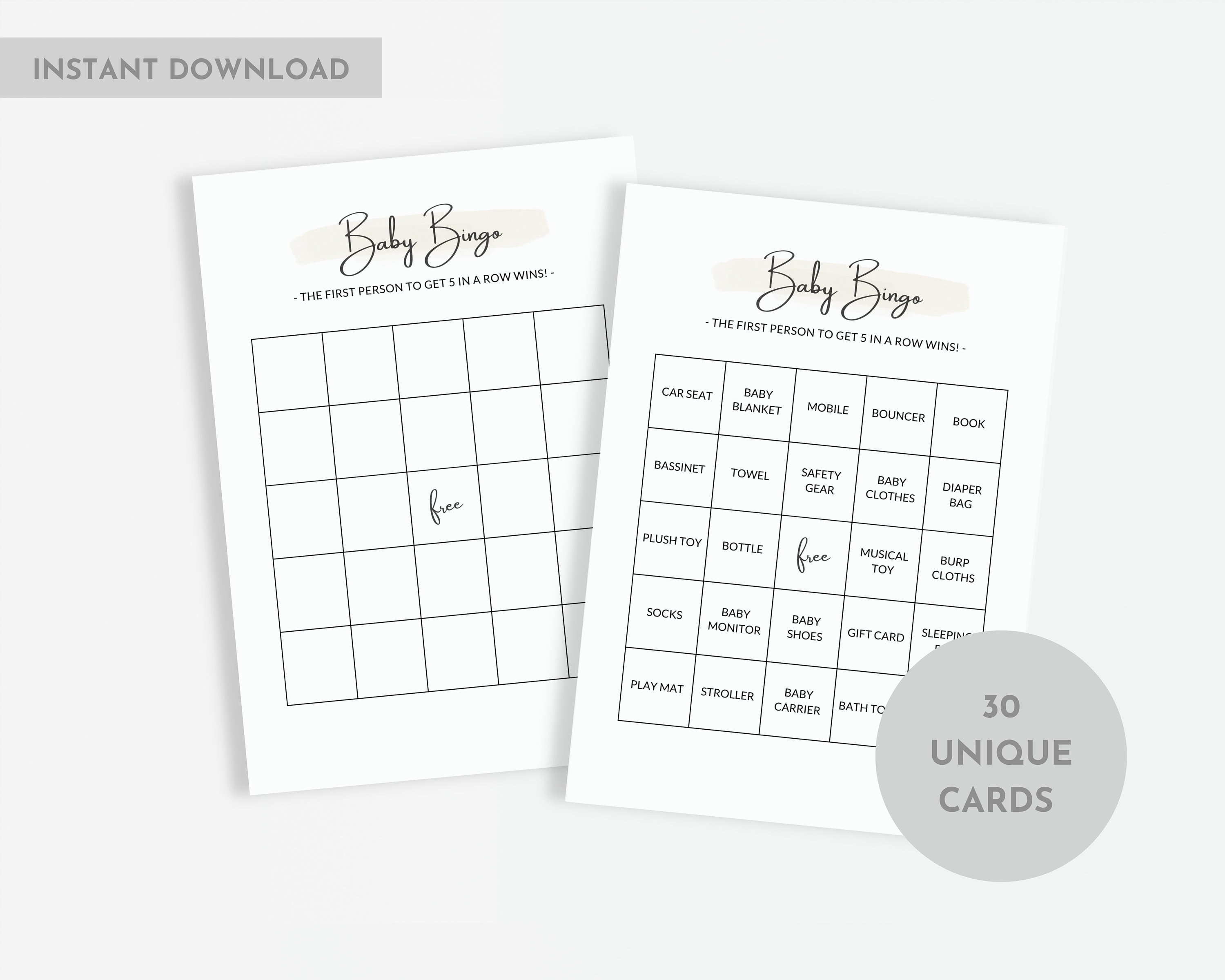 Baby Shower Bingo Baby Shower Game Baby Bingo Game Etsy