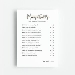 Guess Who Mommy or Daddy, Mom or Dad, Printable Baby Shower Game ...