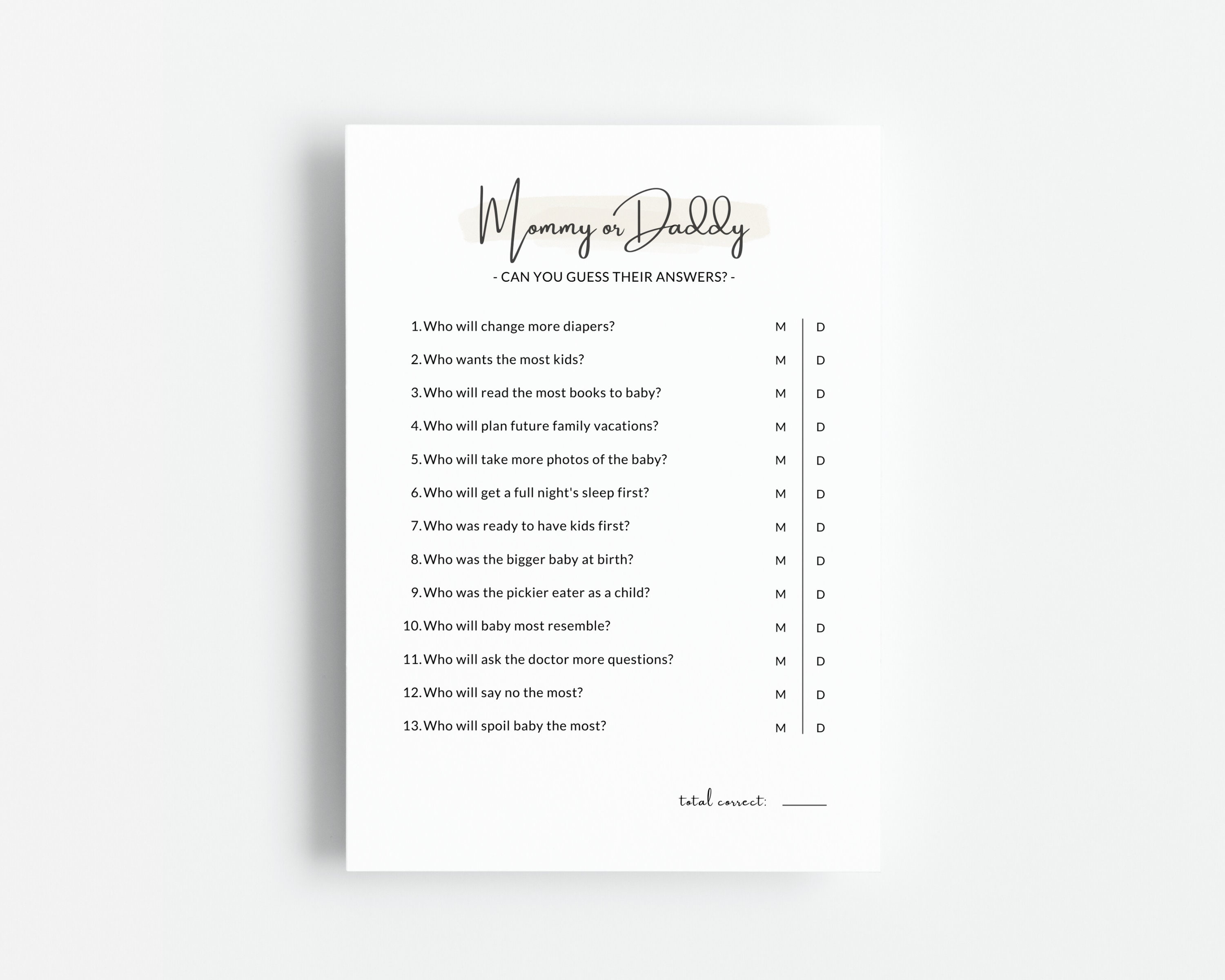 Guess Who Mommy or Daddy Mom or Dad Printable Baby Shower - Etsy