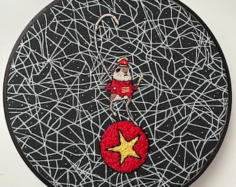 Coraline Circus Mouse Embroidery - Jumping Mice - Coraline Wall Art - Coraline Gift - Handmade Embroidery - Micro Embroidery