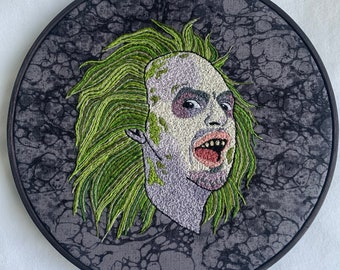 Beetlejuice Embroidery - Hand Embroidery - Halloween Embroidery - 8 Inch Hoop