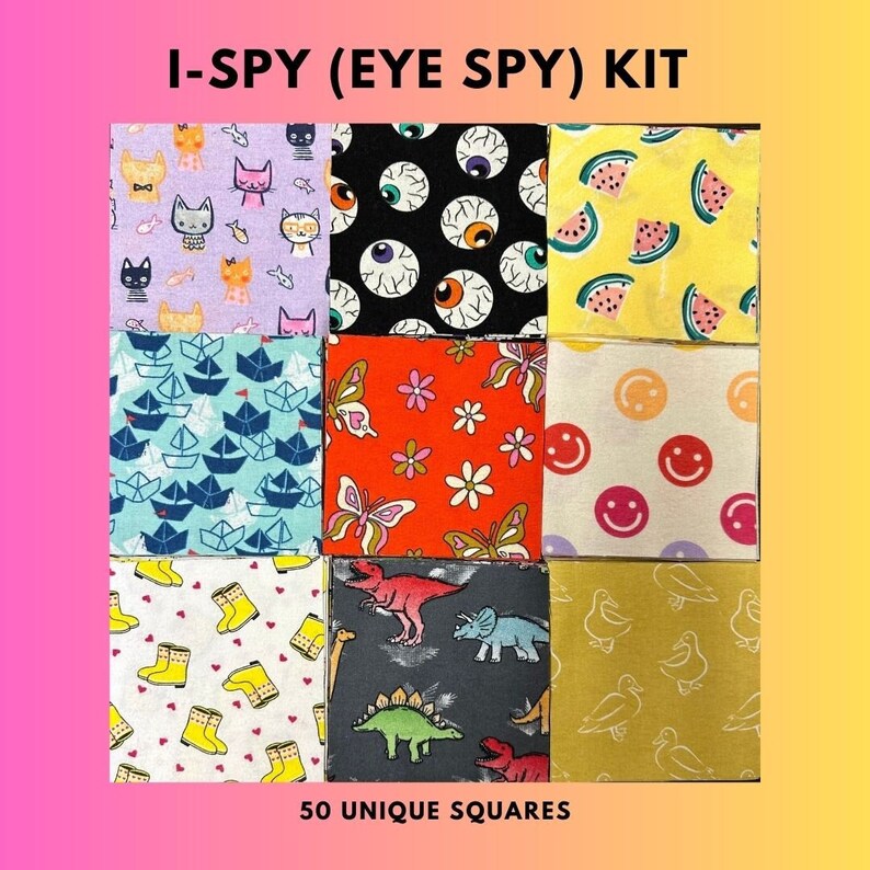 I Spy eye Spy Quilt Squares Fifty 5 Pre Cut Fabric Etsy