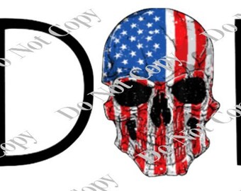 Dad American Flag Skull PNG Digital Download